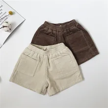 Новые стильные вельветовые шорты для мальчиков и девочек, модные детские шорты на зиму и осень, От 2 до 7 лет