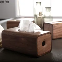 Japanese-style Black Walnut White Oak Tissue Box Solid Wood Rectangular Tissue Storage Box Home Desktop Paper Towel Holder 1