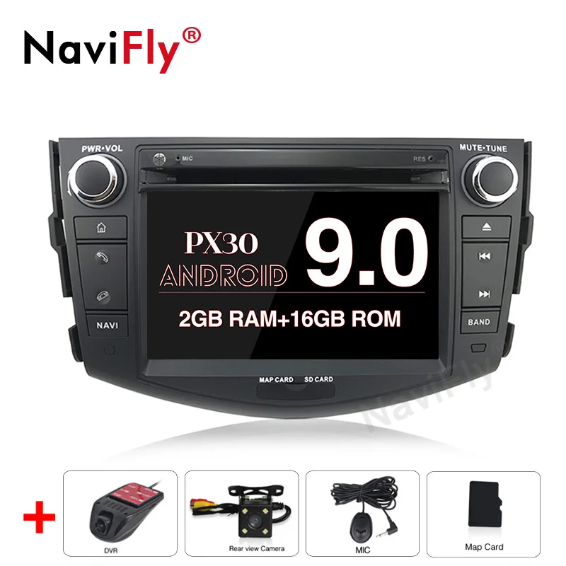 2GB-16GB-Camera-DVR NaviFly 4+ 64G 2din Android 9,0 Автомобильный gps навигатор для Toyota RAV4 Rav 4 2007 2008 2009 2010 2011 dvd-плеер Мультимедиа gps wifi - Цвет: 2GB-16GB-Camera-DVR