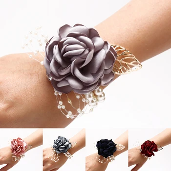 

Girls Bridesmaid Wrist Flowers Wedding Prom Party Corsage Bracelet Flowers Wedding Supply Accessories Fabric Hand