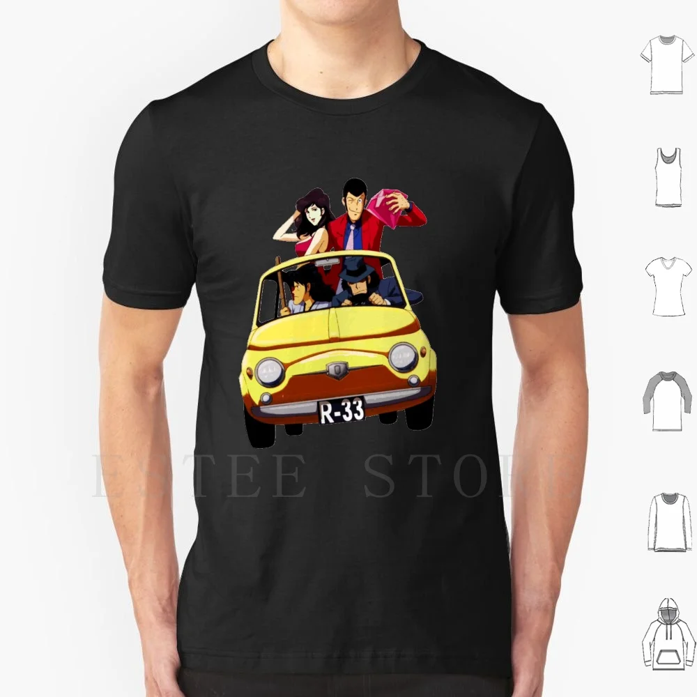Lupin 500 T Shirt Cotone Uomo Fai Da Te Stampa Lupin Lupin Il Terzo Lupin 3Rd Anime Manga 500 Fiat Italia Giappone Vecchio Anime Giappone Anime