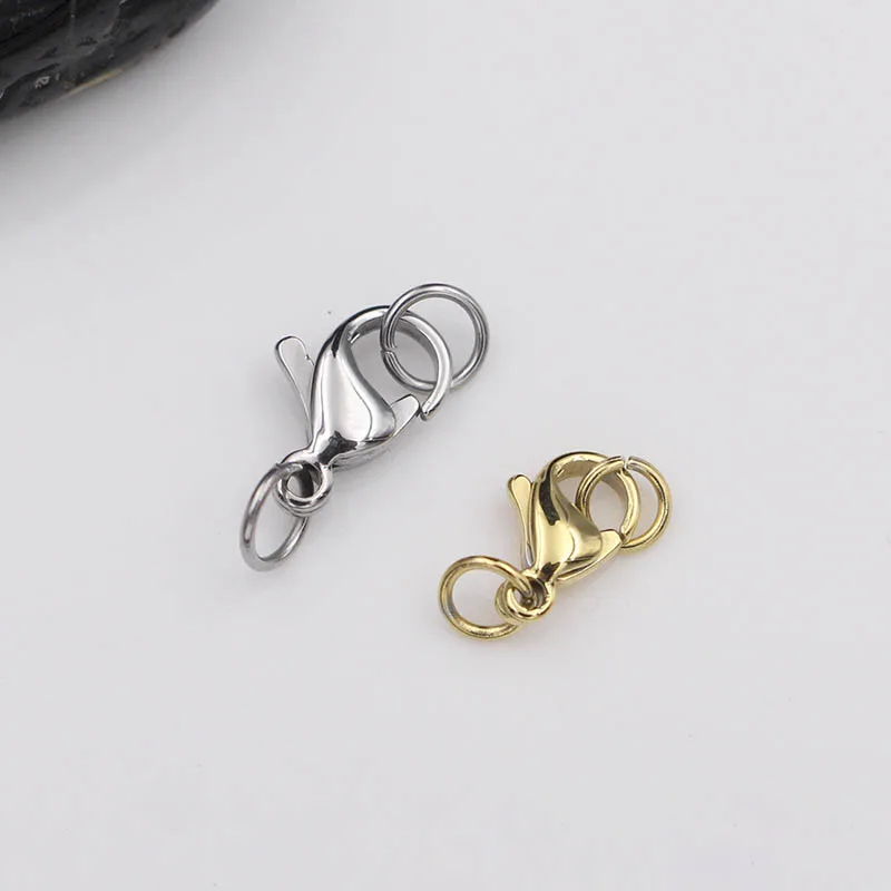 

10pcs Stainless Steel Lobster Clasps With Hoop Necklace Bracelet Chain Connection Findings Gold Color Clasp DIY Jewelry Making