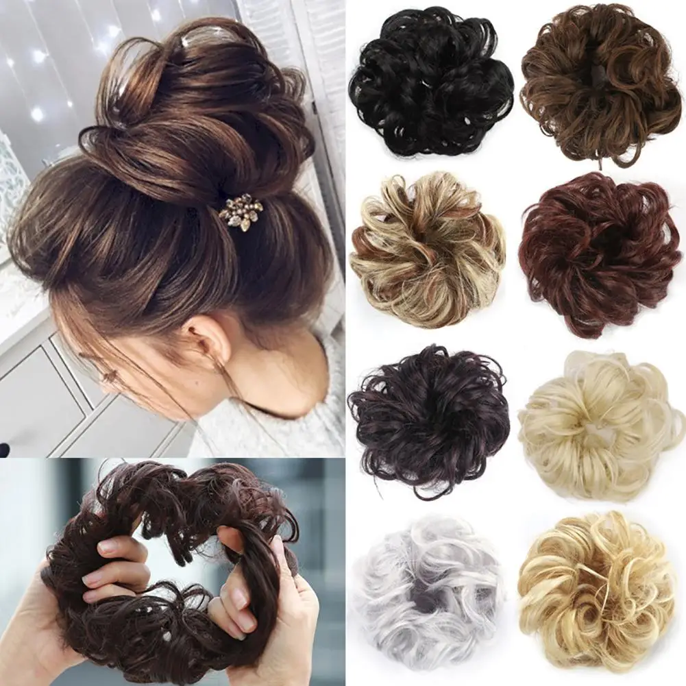 Synthetic Fiber Curly Chignon Fake Hair Extension Bun Wig Hairpiece for Women