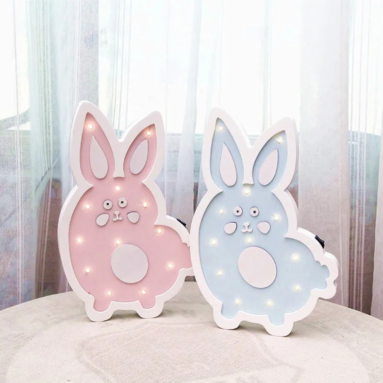 Rabbit 1 Hinnixy ночные светильники в виде животных, овечек, кроликов, собак, сердец, прикроватная лампа для маленьких детей, девочек, для спальни, Настенный декор, мультяшное домашнее освещение - Испускаемый цвет: Rabbit 1