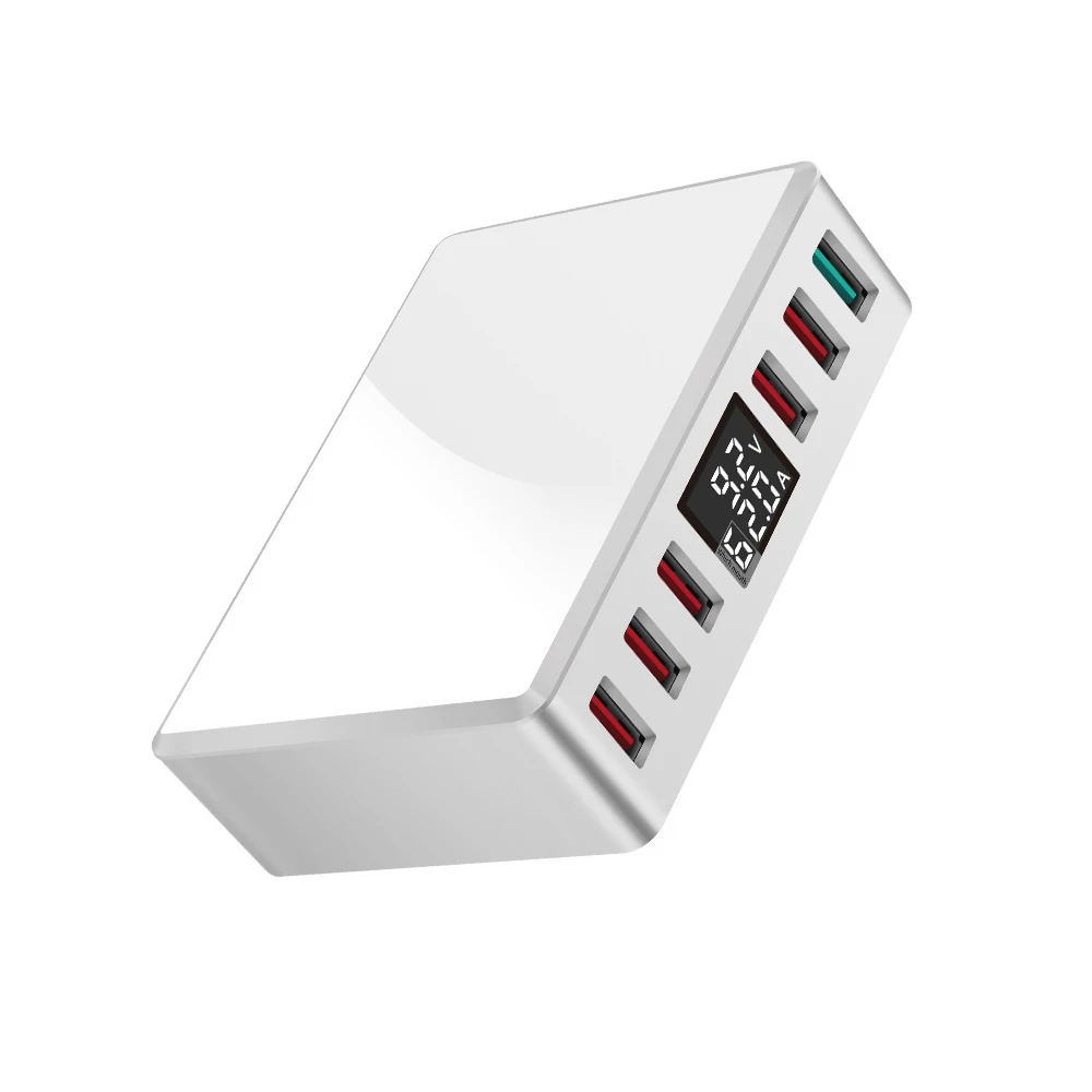WLX-T9+ интеллигентая(ый) мульти-Порты и разъёмы для быстрой зарядки с usb-портом, Зарядное устройство адаптивной ЖК-дисплей Дисплей шесть Порты Портативный быстрое зарядное устройство QC 3,0 100-240V штепсельная вилка европейского стандарта
