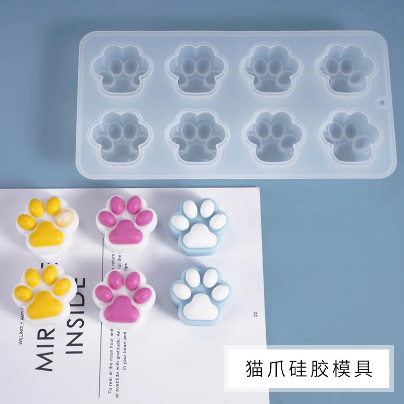 

Cute Cat Paw Silicone Mold DIY Crystal Mirror Epoxy Resin Casting Mold Cartoon Keychain Mould Jewelry Making Tools