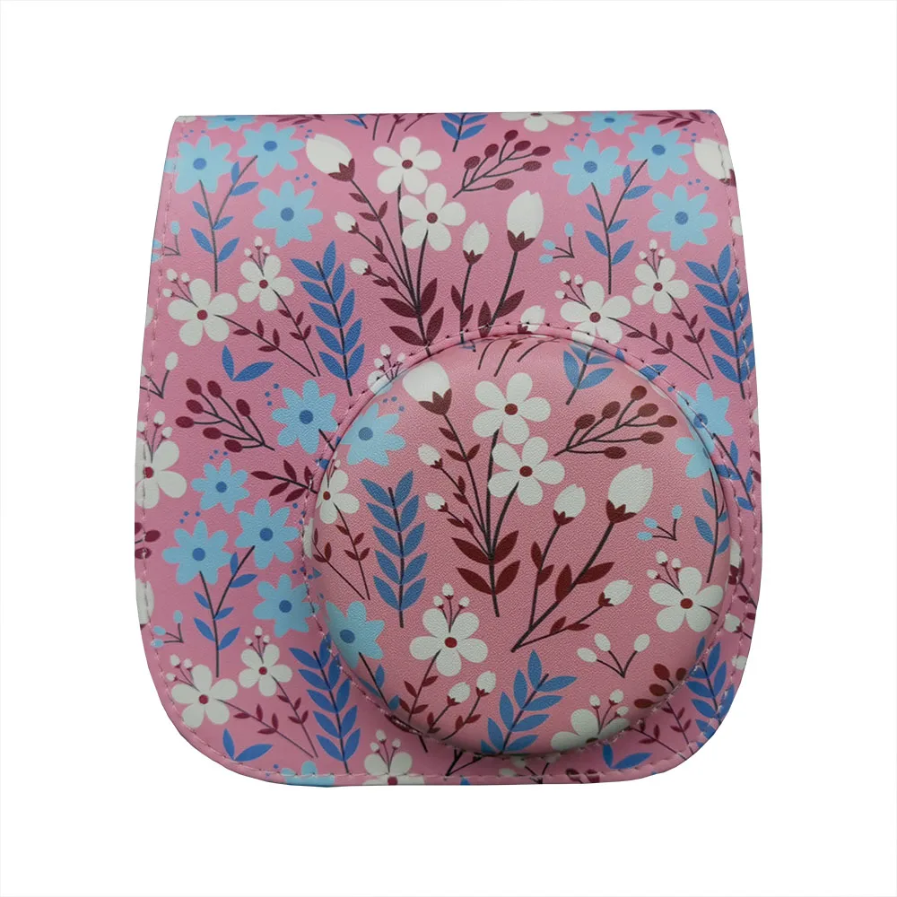 Borsa Custodia Per Fotocamera Istantanea Fujifilm Instax Mini 9/8/11 - Design Margherite Trasparente - Con Tracolla Regolabile