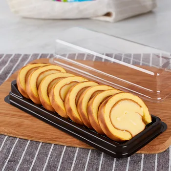 

Cake Boxes Packing Tool Disposable Wrapping Cases Packing Food Swiss Roll Grade PP Sushi Cake Roll Macorons Cookies Box Wrapper