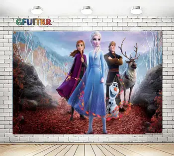 

Queen Elsa Frozen 2 Photography Backdrops Girls Birthday Party Photo Background Wonderland Anna Vinyl Foto Studios Props