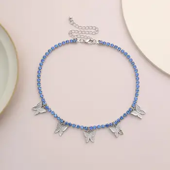 

2020 Fashion INS Metal Butterfly Neckalce for Women Luxury Shiny Crtstal Chork Necklace Female Wedding Party Jewelry Wholesale