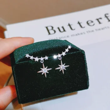 

2020 New Classic Fashion Star Earrings For Woman Girls Shiny Zircon Stone Stars Drop Earrings Female Korean Jewelry Gifts