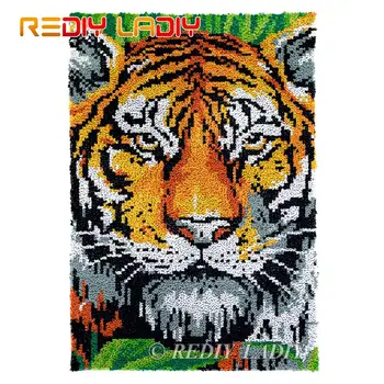 

Latch Hook Rug Majestic Tiger Chunky Yarn Tapestry Kits DIY Carpet Rug Knitted Floor Mat Crochet Cushion Arts & Crafts 57*87cm