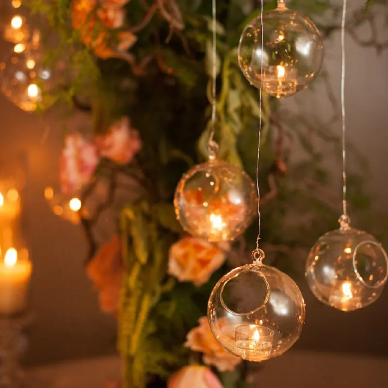 4 размера подвесной подсвечник хрустальный стеклянный шар свечи обеденные Свадебная вечеринка Романтический Декор для дома прозрачные украшения бар