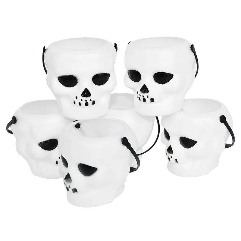 6pcs Mini Halloween Candy Bucket Pot Witch Skeleton Cauldron Holder Jar Trick Or Treat Halloween Party Decoration Props Kids Toy