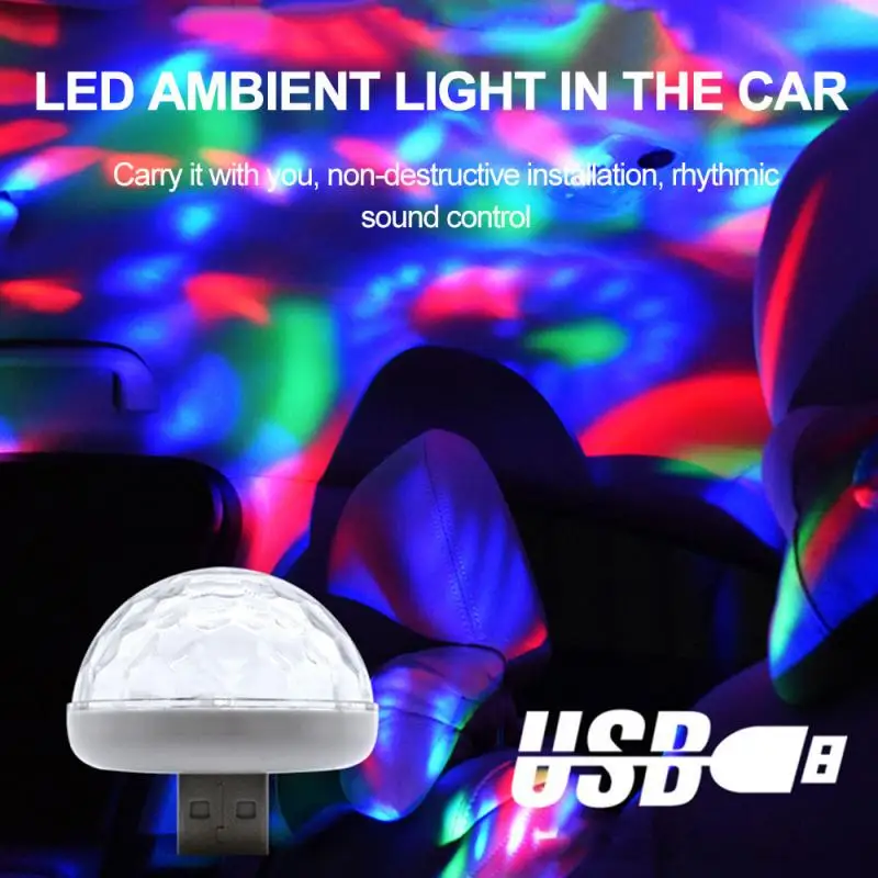 Новый светодиодный USB автомобильный атмосферный светильник DJ RGB мини цветная