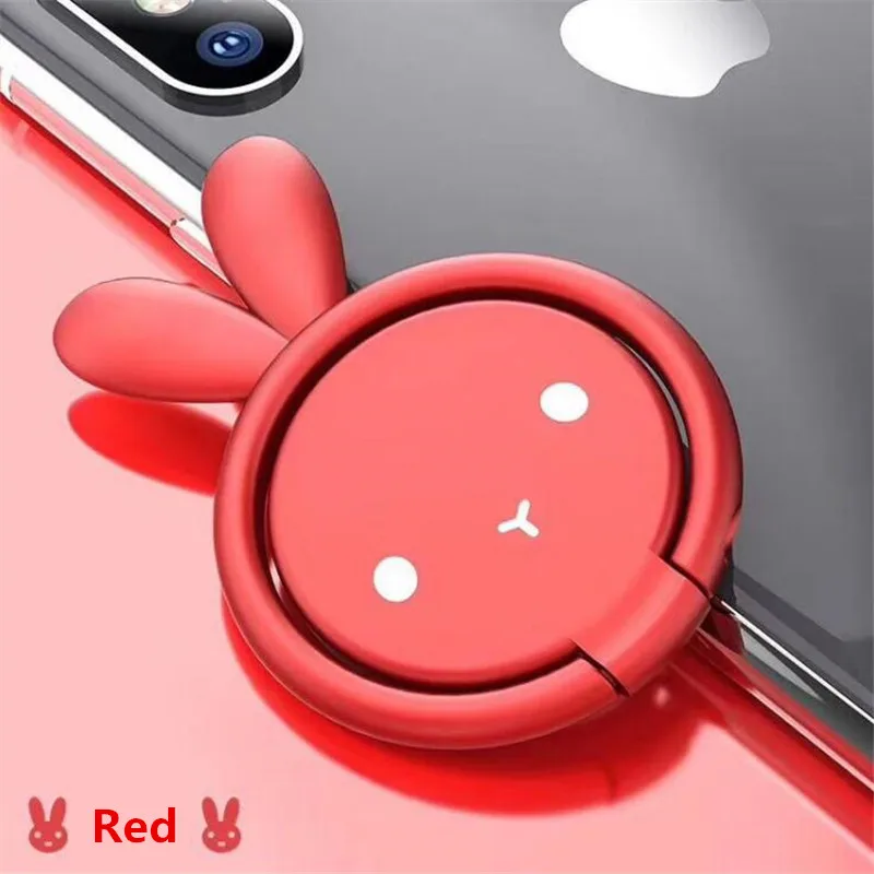 red Милое металлическое кольцо-держатель на палец 360 градусов для IPhone, samsung, huawei, Xiaomi, Redmi, универсальный держатель для мобильного телефона, автомобильный магнитный держатель - Цвет: red