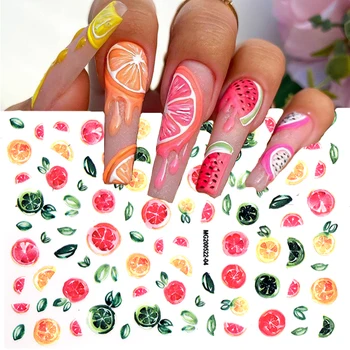 

1 Sheet Summer fruit 3D Nail Sticker Decals Fruit Kiwi Banana Lemon Strawberry Designs DIY Nail Stickers Wraps Slider Decoration