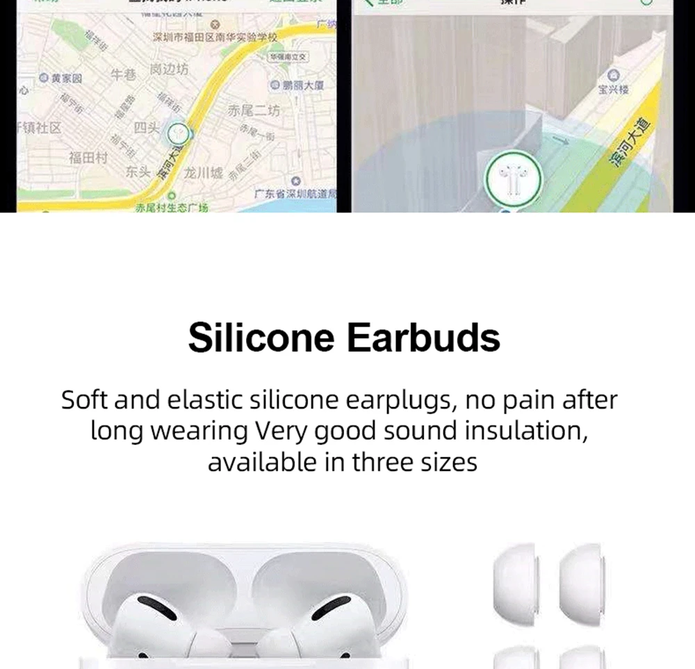 Беспроводные наушники Airpods Pro, Bluetooth 5,0 безпроводные наушники, наушники с функцией активного шумоподавления и функцией обнаружения, 3D стерео наушники для Apple Airpods Pro Беспроводные наушники bluetooth