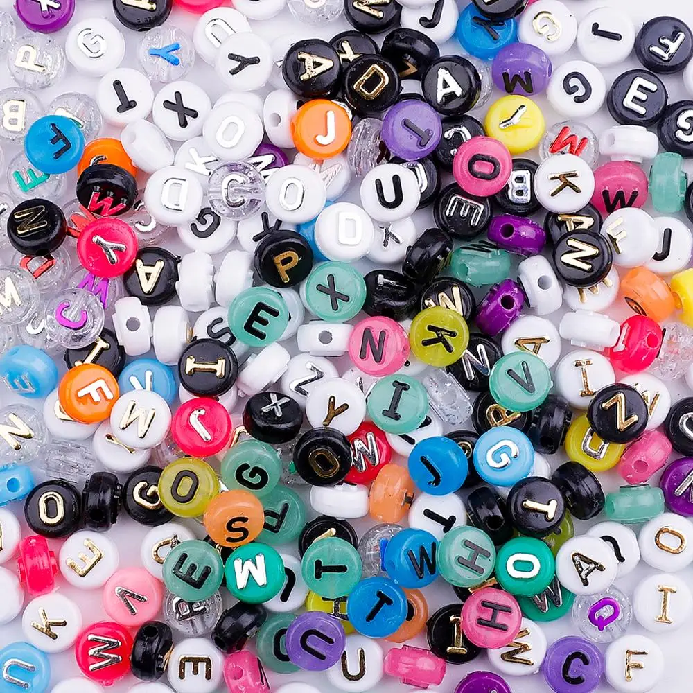50-100PCS Mixed 10x6mm Buchstaben Acryl Perle Runde Flache Alphabet Lose Spacer Perlen Für Schmuck handgemachte DIY Armband