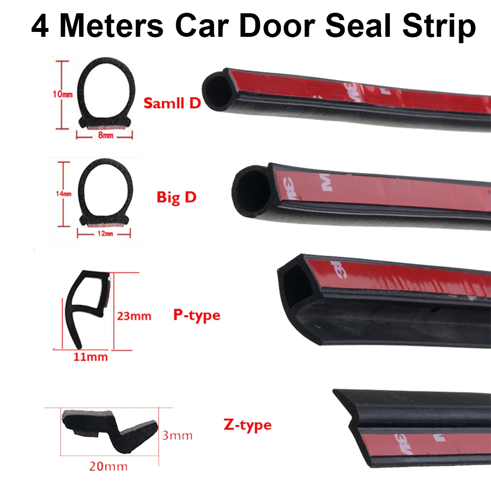 

4 Meters P Z D Type Automotive Car Door Weatherstrip Rubber Seal Strip Car Sound Insulation Rubber Seal for Car