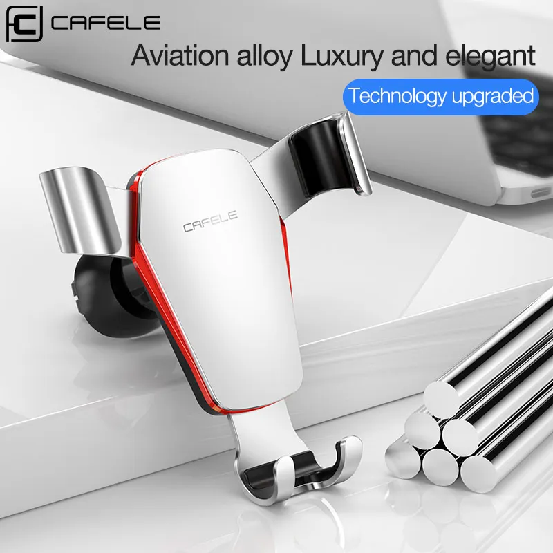 Cafele Car Phone Direct Ventilation Hole Gravity Metal Bracket used for Huawei Samsung 360 Degree Rotary Snap Phone Holder