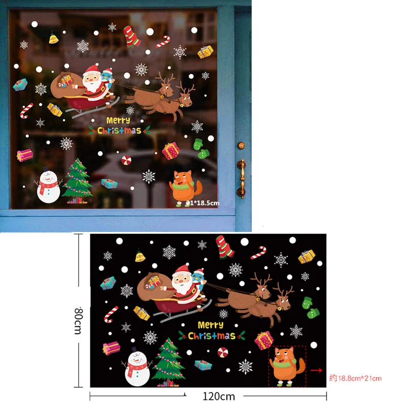 Съемные новогодние наклейки на окно для детей наклейки на витрину Санта Клаус год настенные Самоклеящиеся украшения для дома - Цвет: Style 4