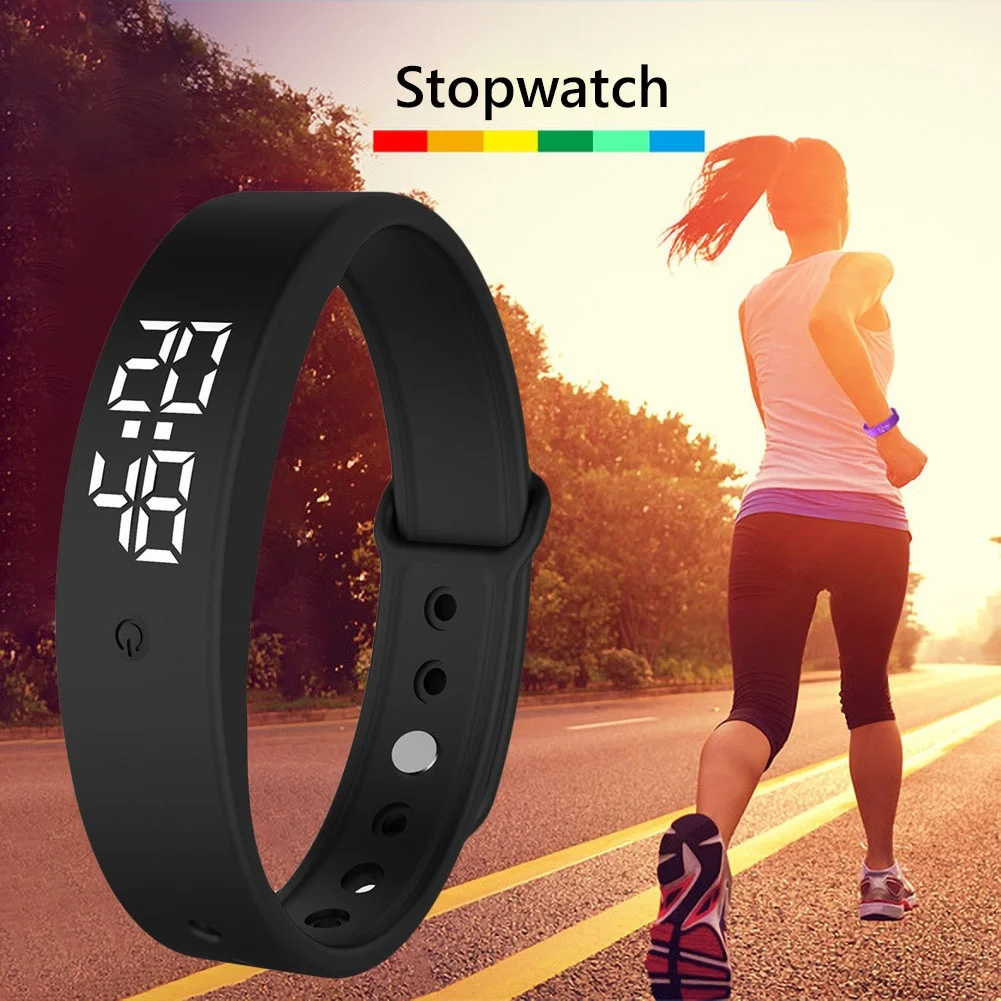 V9 LED Digital Smart bracciale orologio Monitor della temperatura corporea  Smart Band orologio da polso vibrazione allarme sport Wristband Smartband -  AliExpress