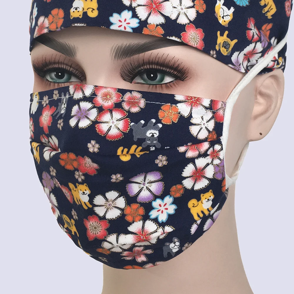 17 цветов хирургическая маска медицинский узор медсестры Рабочая маска Регулируемое Качество хлопок красота дантиста ветеринарная Больничная врачебная маска - Цвет: A mask