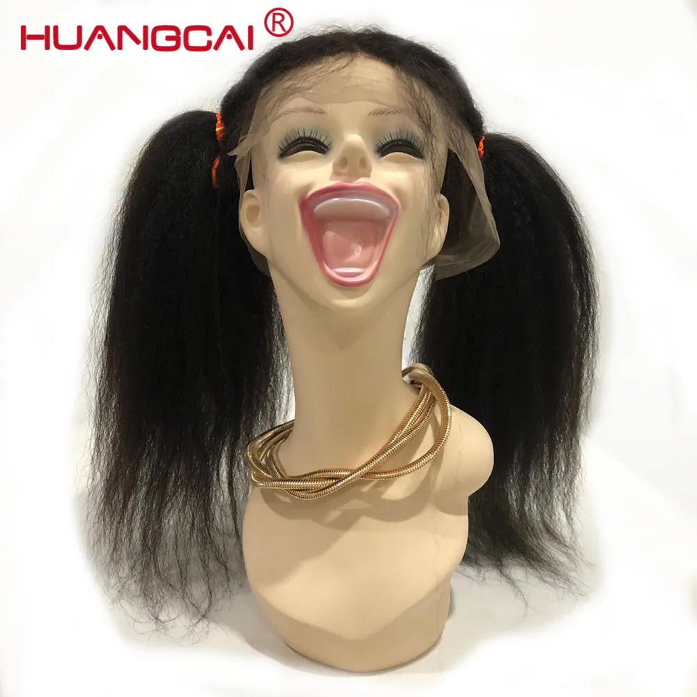 Italian Yaki 360 Lace Frontal Human Hair Wigs For Black Women Brazilian Kinky Straight Lace Front Wigs Pre Plucked Remy Wig
