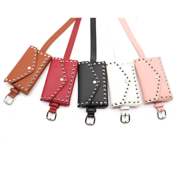 

Rivet Rhinestone Fanny Pack Punk Waist Bag Hasp Women Waist Pack Pochete Fanny Pack Leather Fashion Waist Belt Shoulder Bag