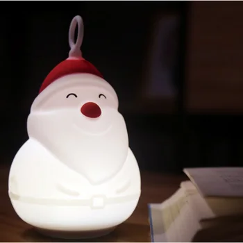 

Silicone Santa Claus Colorful Color Night Light Rechargeable Battery Stepless Dimming Intelligent Touch Control Christmas Gifts