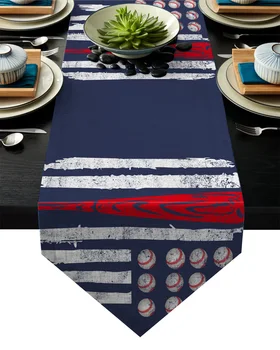 

Baseball American Flag Table Runner Table Flag Home Party Decorative Tablecloth Table Runners