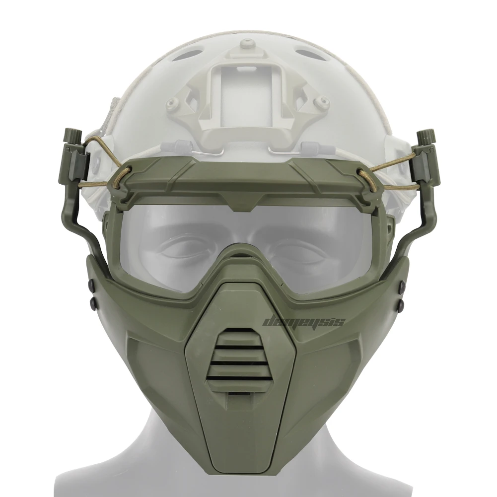 Тактическая Маска, Набор очков, дышащая Военная Пейнтбольная страйкбольная маска с очками, Охотничья защитная маска и очки - Цвет: green