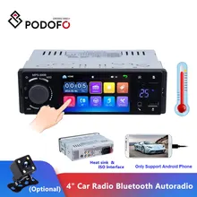 Podofo " Автомагнитола Bluetooth Авторадио 1 Din сенсорный экран стерео аудио видео MP5 USB TF дисплей температуры Handsfree In-dash