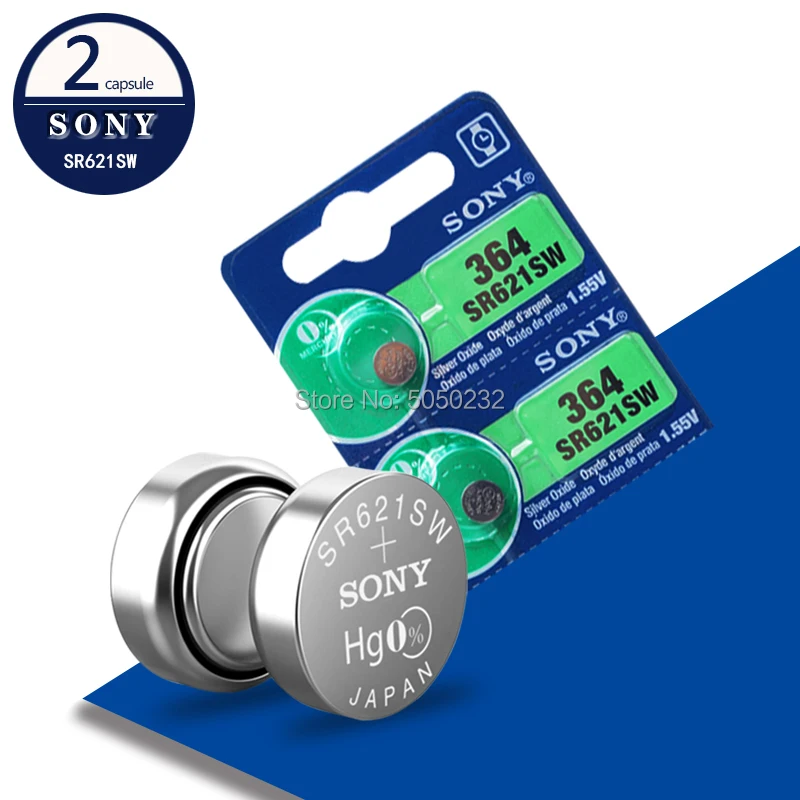 Батарейки для часов Sony 100% оригинальные 1 55 в 364 SR621SW V364 SR60 SR621 AG1 2 шт.|Часовые
