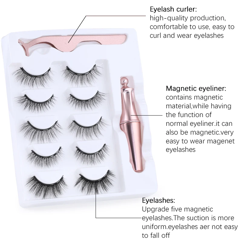 5Pairs Magnet Eyelashes Magnetic Eyeliner Set Mink False Eyelashes Tweezers Waterproof Long Lasting Eyelash Extension Makeup 5Pairs Magnet Eyelashes Magnetic Eyeliner Set Mink False Eyelashes Tweezers Waterproof Long Lasting Eyelash Extension Makeup