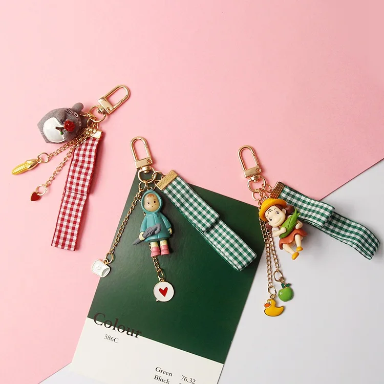 

2019 Cute Hayao Miyazaki Cartoon My Neighbor Totoro Mei Kiki's Delivery Service Figure Doll Keychain for Women Bag Charms Penda