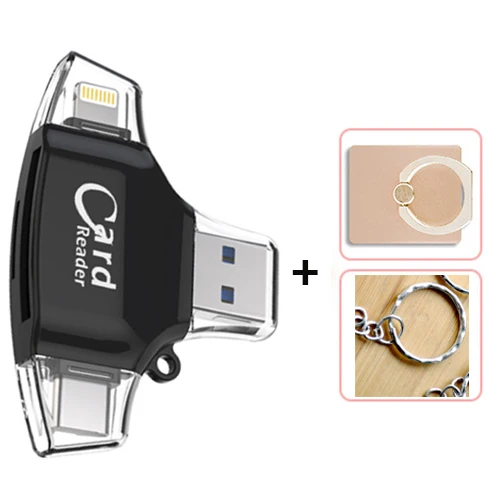 Black Supersonic 4 в 1 Micro SD кард-ридер для iPhone iPad/Android/Macbook tf карта адаптер с Micro usb type C игровая камера просмотра - Цвет: Black