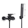 ULGKSD Black Bathtub Faucet Set Waterfall Spout Solid Brass Hot Cold Mixer Tap Bath Shower Faucet Wall Mounted Bathroom Faucet 5