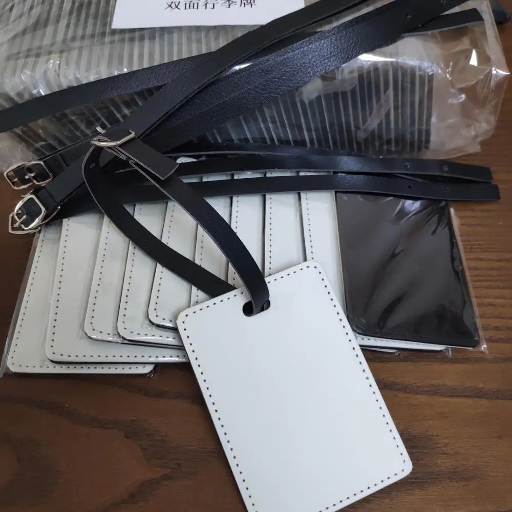 Free Shipping 15pcs/lot Blank Sublimation Leather luggage tags heat transfer print luggage tag DIY consumables Print