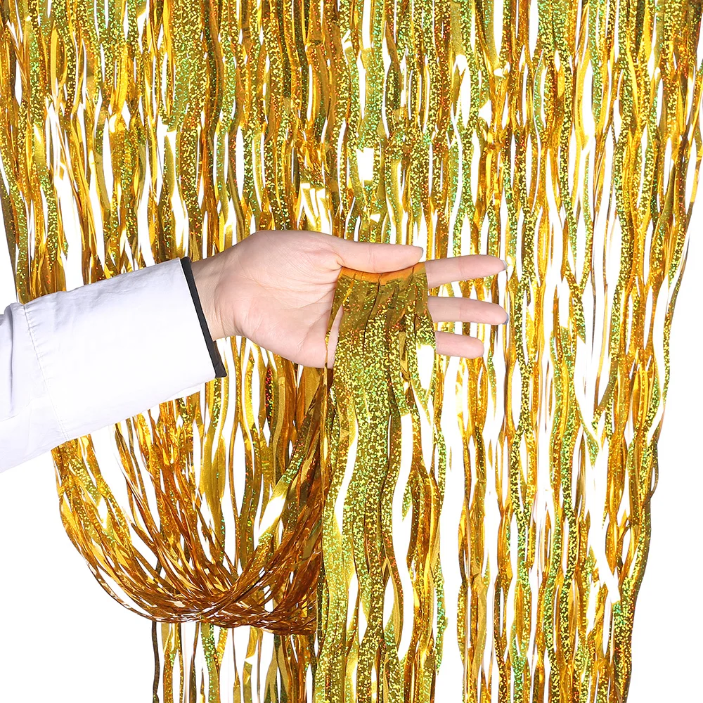 wavy glitter gold Сверкающая блестящая мишура, бахрома, фольга, занавески для девичника, вечерние занавески, занавески для дня рождения, украшения для взрослых, юбилей, Декор - Цвет: wavy glitter gold