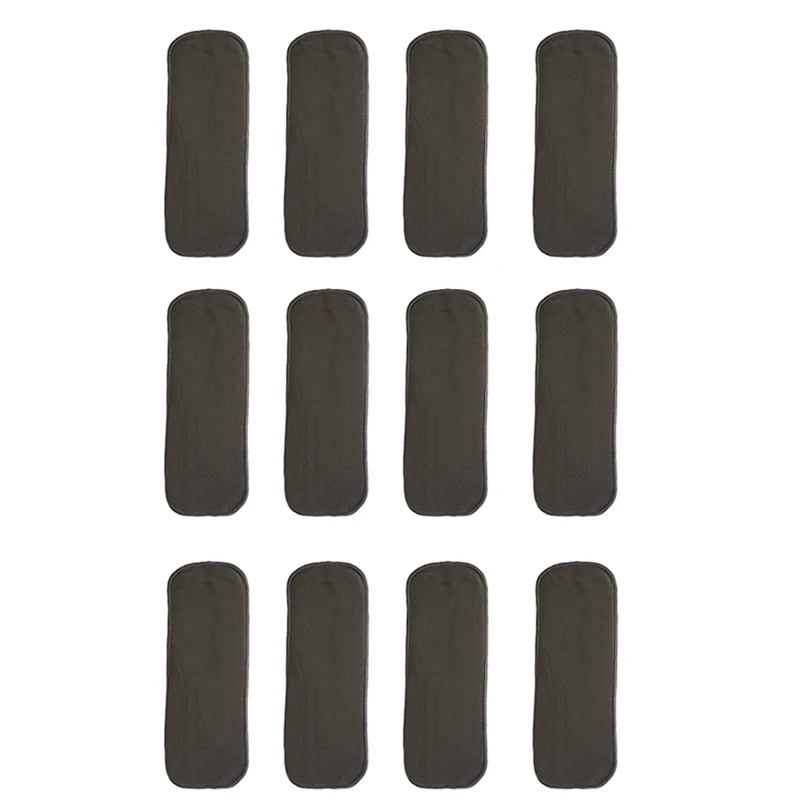 12 шт Мягкий и многоразовому использованию 5 слоев ткань из бамбукового древесного угля пеленки вставки, Высокими Абсорбирующими моющиеся подгузники вкладыши для младенцев и для того, чтобы