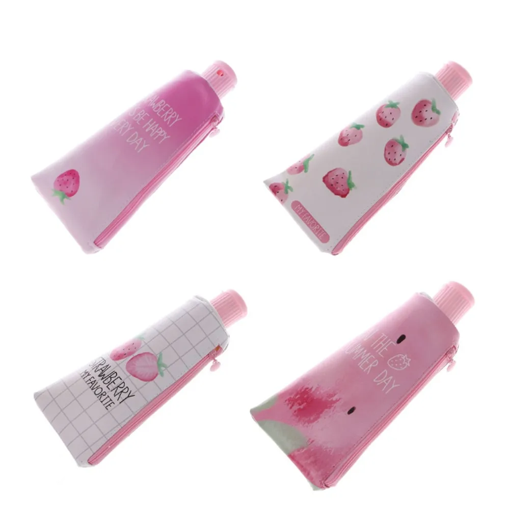 

Cute Creative Plush Kawaii Pencil Bag Strawberry Pattern High Capacity Students School Supplies Birthday Gift bag