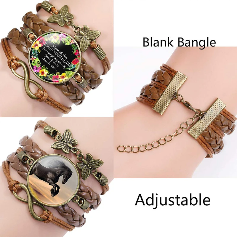 5 шт. кожаный браслет с натуральными камнями для женщин пустая основа подходит 25