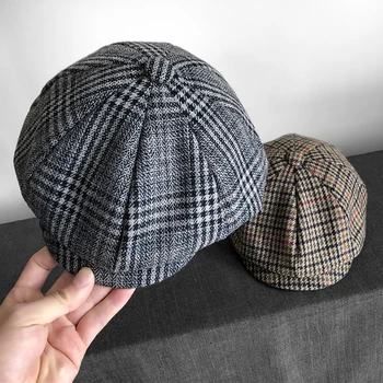 

Men British Style Octagonal Hats Winter Wool Gatsby Cap Ivy Hat Golf Driving Autumn Women Cotton Flat Cabbie Newsboy Hats BLM204