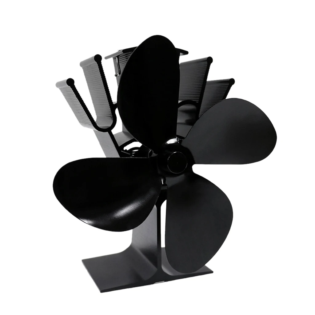 

Powered Stove Fan 4 Blade Wood Stove Fans Aluminium Silent Eco-Friendly for Wood Log Burner Fireplace