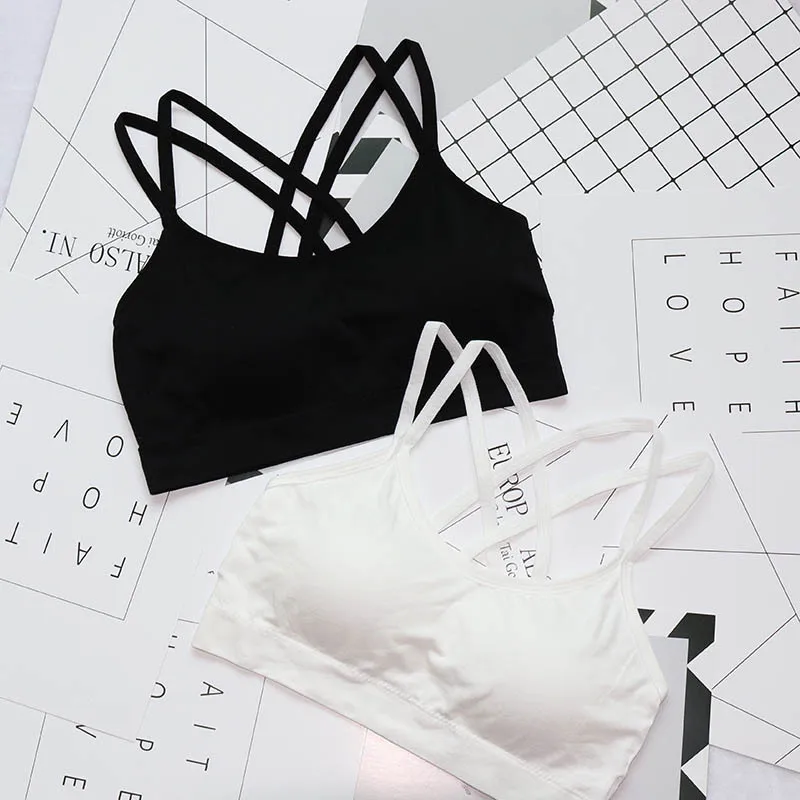 Women's Solid Color Cross Straps Beautiful Black Breathable Tube Tops Sport Yoga Bras Fitness accessories bralette plus size Women's Solid Color Cross Straps Beautiful Black Breathable Tube Tops Sport Yoga Bras Fitness accessories bralette plus size