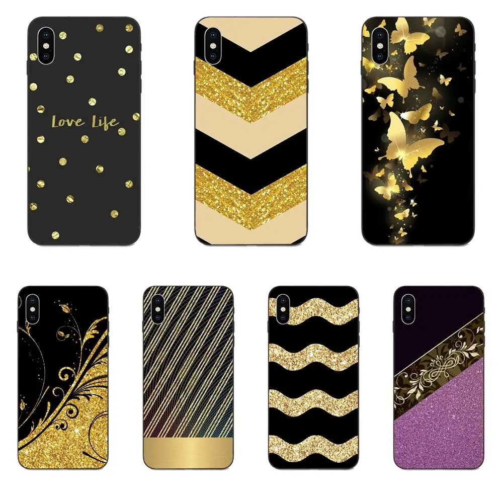 

For Galaxy A8 A9 Star Note 4 8 9 10 S3 S4 S5 S6 S7 S8 S9 S10 Edge Lite Plus Pro G313 TPU Case Cover Gold Black Chevron