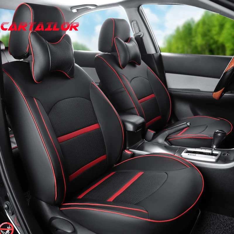 

CARTAILOR Car Seat Cover Styling for Honda Accord Seat Covers Cars Seats Cushion Support 2016 2008 PU Leather Auto Protector Set