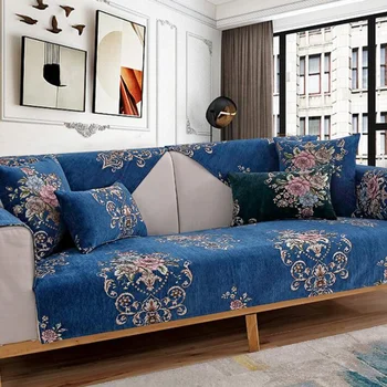 

Sofa Cushion For Living Room Universal Cover Chenille Fabric Sofa Towel Modern Embroidered Non-slip All-inclusive Sofa Protector